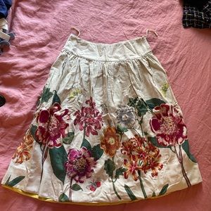 Anthropologie Embroidered Floral Skirt